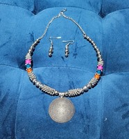 Indian Silver Oxidized Jewellery Necklace Earrings Set Navratri Garba Dhandiya