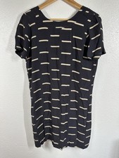 Madewell Dress Womens 2 Short Sleeve V Neck Zip Back Casual Patterned