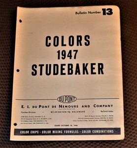 VTG 1947 Dupont De Nemours Paint Color Chips Studebaker