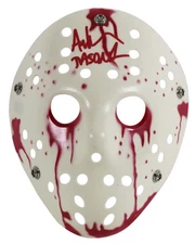 Ari Lehman Friday The 13th "Jason 1" Signed White Jason Mask w/ Red Sig BAS Wit
