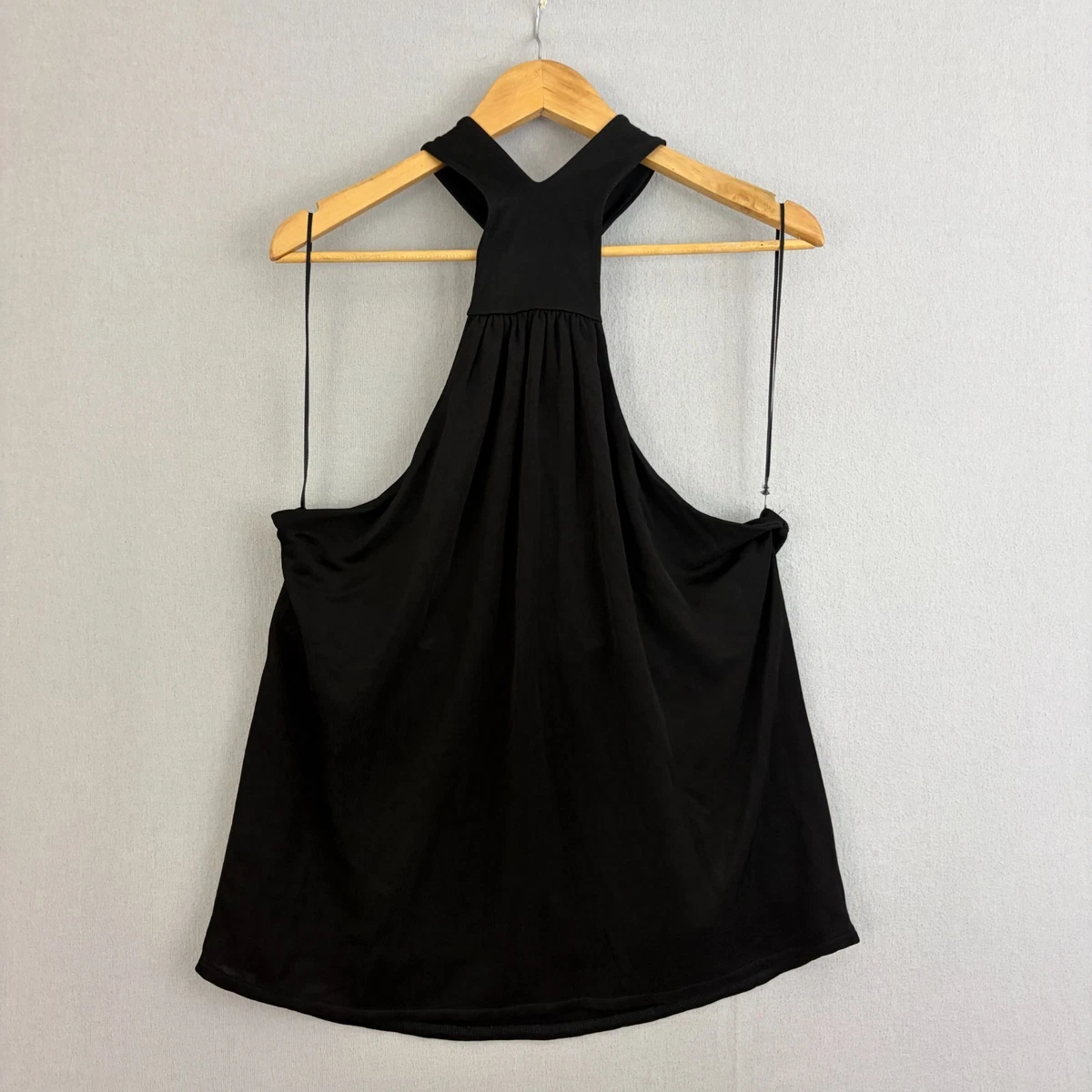 Witchery Top Womens Large Black Tank Halter Neck Knot Detail Cocktail Date Night