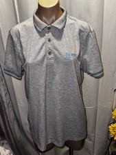Hugo Boss Moisture Polo Shirt Mens Medium Grey Cotton Designer Modern Fit