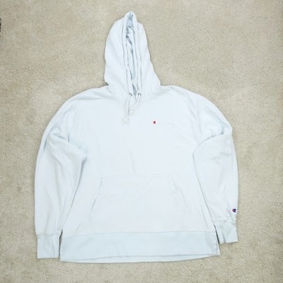 Champion Hoodie Herren Large hellblau Reverse Weave Logo sportlich adrett Y2K Oberteil