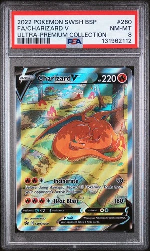 2022 POKEMON SWSH BLACK STAR PROMO #260 FULL ART/CHARIZARD V PSA 8