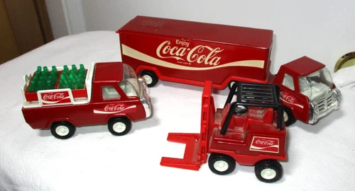 VINTAGE 1960s-70s PRESSED STEEL BUDDY L COCA-COLA TRUCK SET