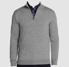  339 Bloomingdale's Men's Sweater Pullover Quarter-Zip Wool Sweatshirt Gray XXL