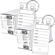 Two Packs of 250 Key Tags - Car Key Tags with Ring Included (White)