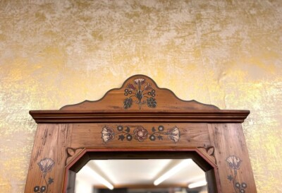 Miroir Mural Rustique Voglauer – Bois Brun, 143x71 Cm, Autriche, Ancien
