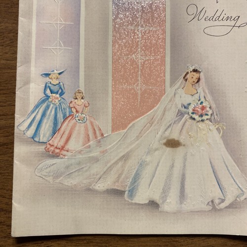 Vintage 1940s Wedding Marriage Congratulations Card Church Windows Bride P3D - Picture 2 of 19