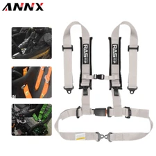 Universal Gray 4 Point Buckle Racing Seat Belt Harness 2" Straps Pad For ATV UTV