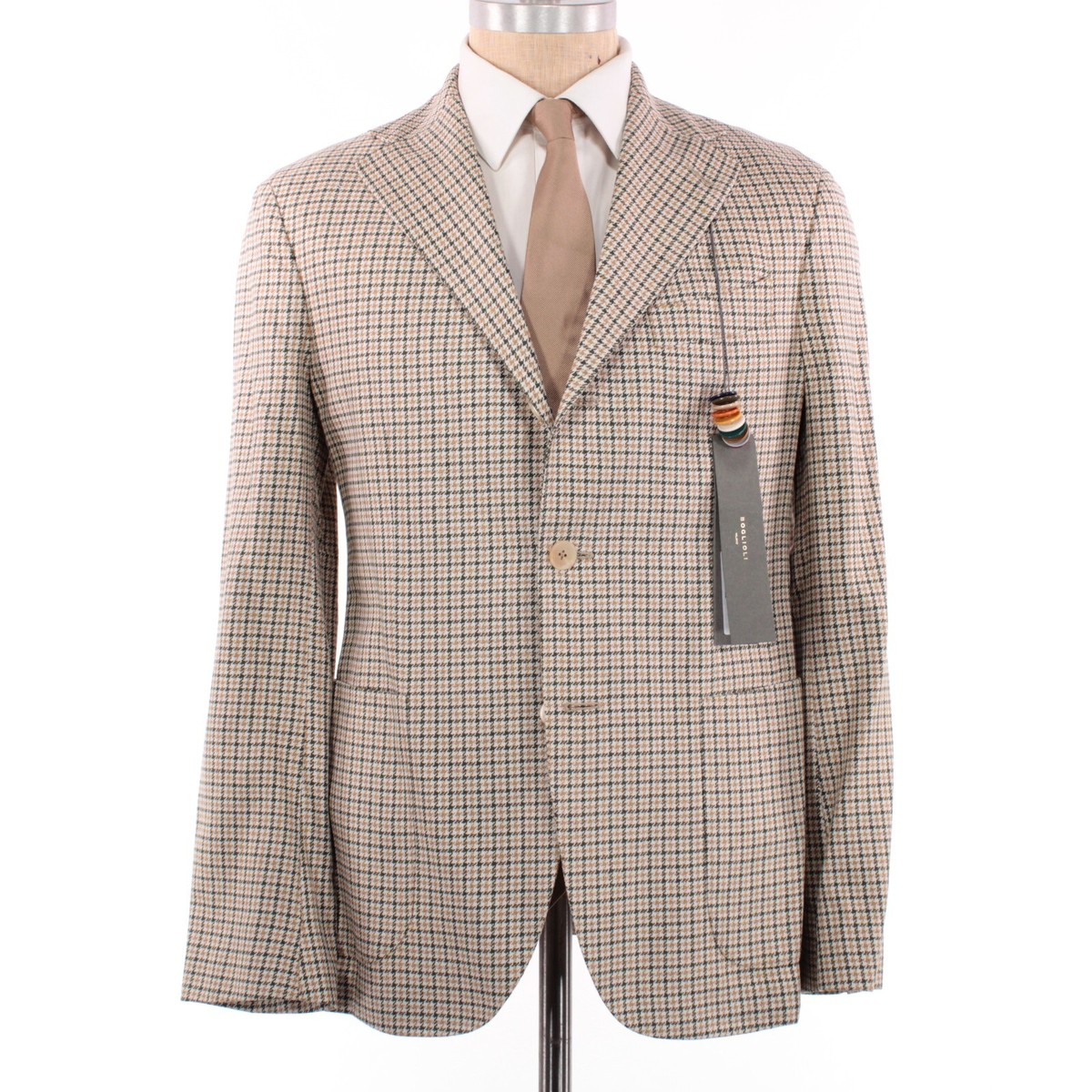 sekomer BOGLIOLI ダークブラウン ジャケット dover Wool Silk Houndstooth Dover Jacket in LightBrown: Luxury