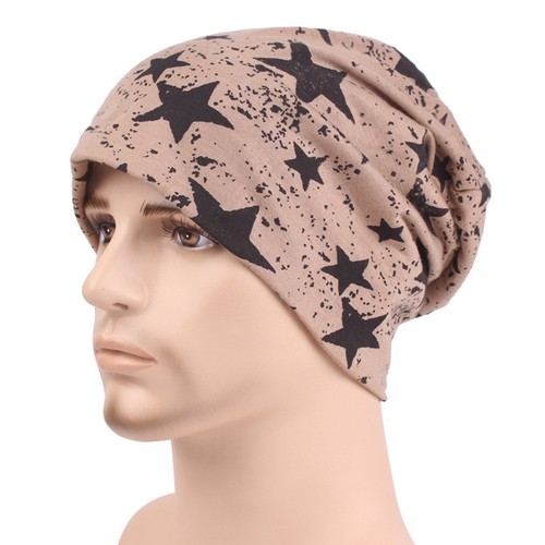 Men’s Fashion Stars Print Cotton Slouchy Beanie Hat Casual Ski Oversized Cap  - Photo 2/10