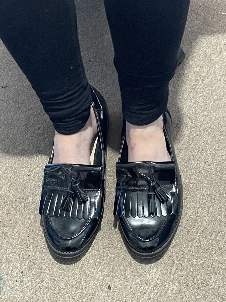 Ladies New Wide Fit Black Patient Loafers UK Size 9 EU 42
