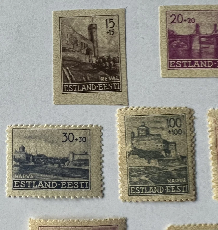 1941 年 ESTONIA 德国 OCCUPATION STAMPS 短套装两个 IMPERFS 状况完好 OG — 第 2/4 张图片