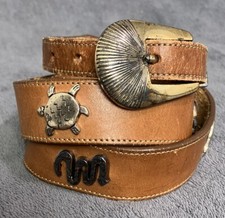 VTG Leegin Western Animal Concho Belt Womens Small 31-33  Leather 32 Buckle USA