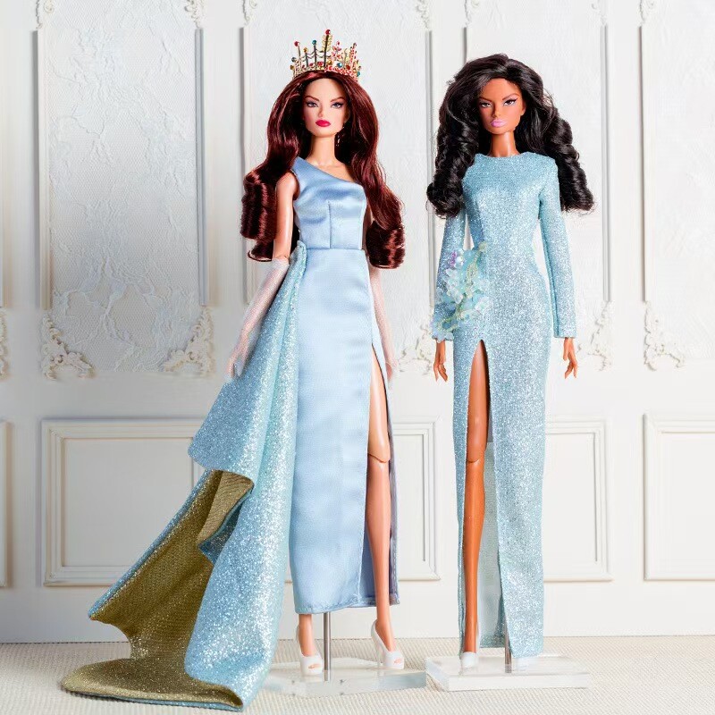 Fashion Blue 1/6 Doll Clothes Princess Evening Dress Wedding Party Gown 