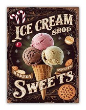 Retro Ice Cream Shop Metal Garage Sweets Bakery Sign Garden Bar Kitchen