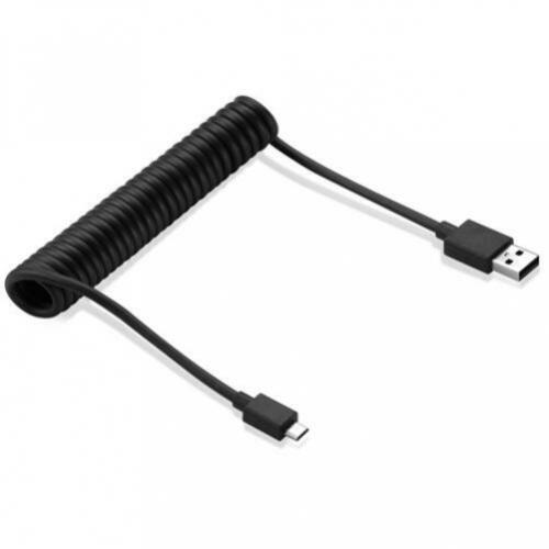 COILED MICRO USB CABLE FAST CHARGER POWER CORD SYNC WIRE BLACK For CELL PHONES - 第 5/7 張圖片