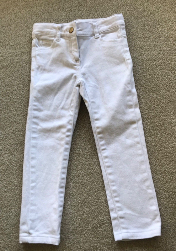 Janie and Jack Girls White Jean Straight Leg High Rise Cotton Stretch Size 3