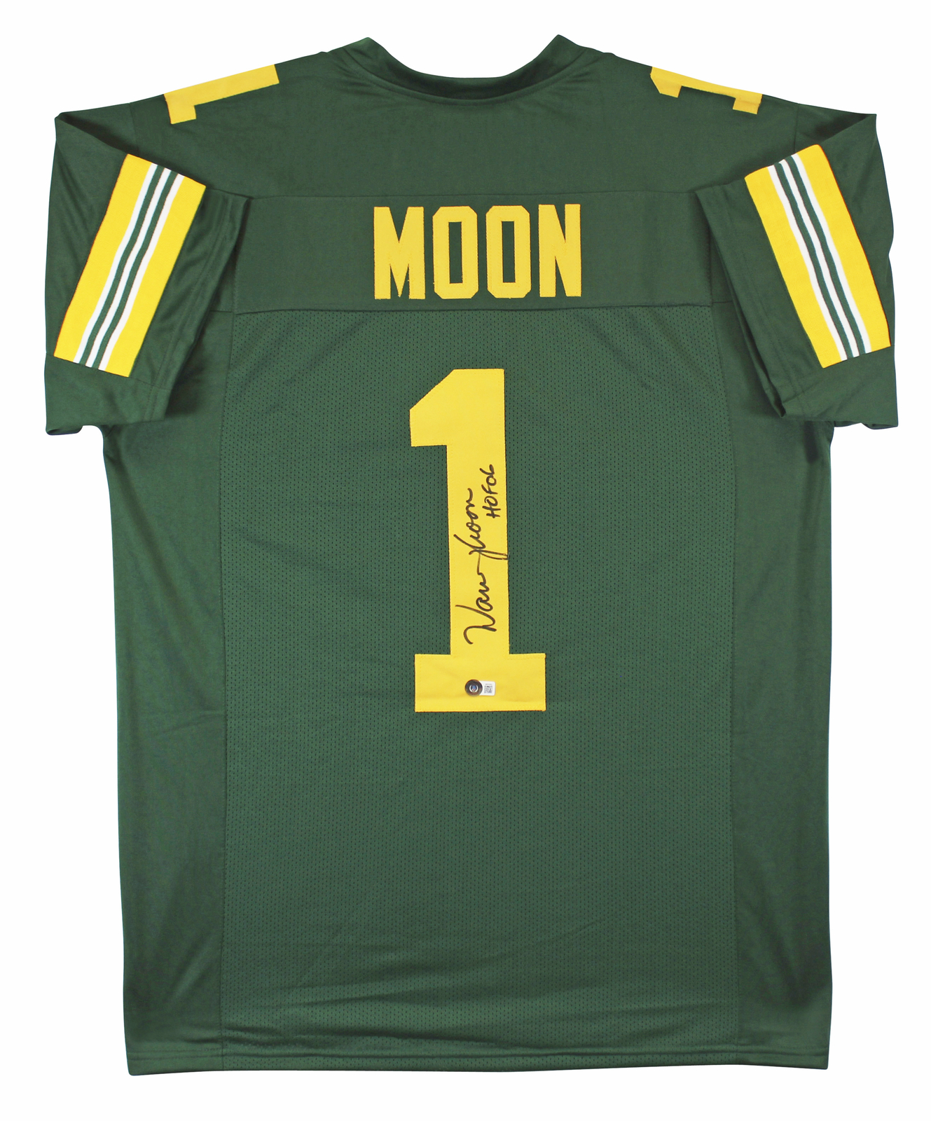 Warren Moon Autographed Signed HOF 06 Authentic Green Pro Style Jersey Beckett Witnessed #W52352 