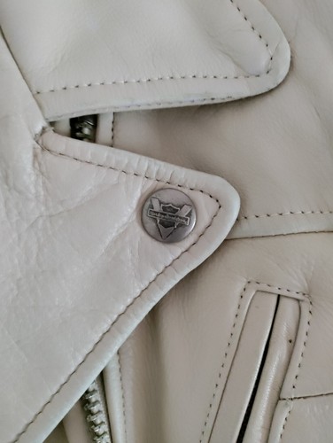 harley davidson motorcycle leather jacket beige size: small never used - Foto 8 di 10