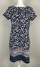 Banana Republic Floral Border Hem Shift Dress Mini Dress Size 4