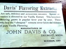Vintage Davis Flavoring Extracts Trade Card Free Shipping
