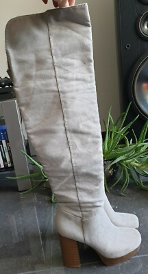 Overknee Stiefel Beige Wildleder Overknees Flach Beige Stiefel