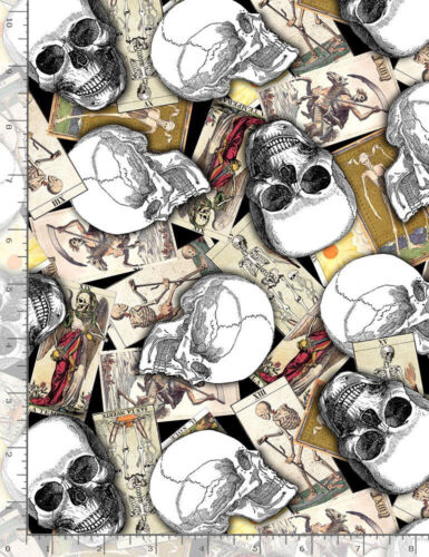 Cartes de tarot crâne Creep It Real tissu coton trésors intemporels CD1450 par cour - Photo 1 sur 1