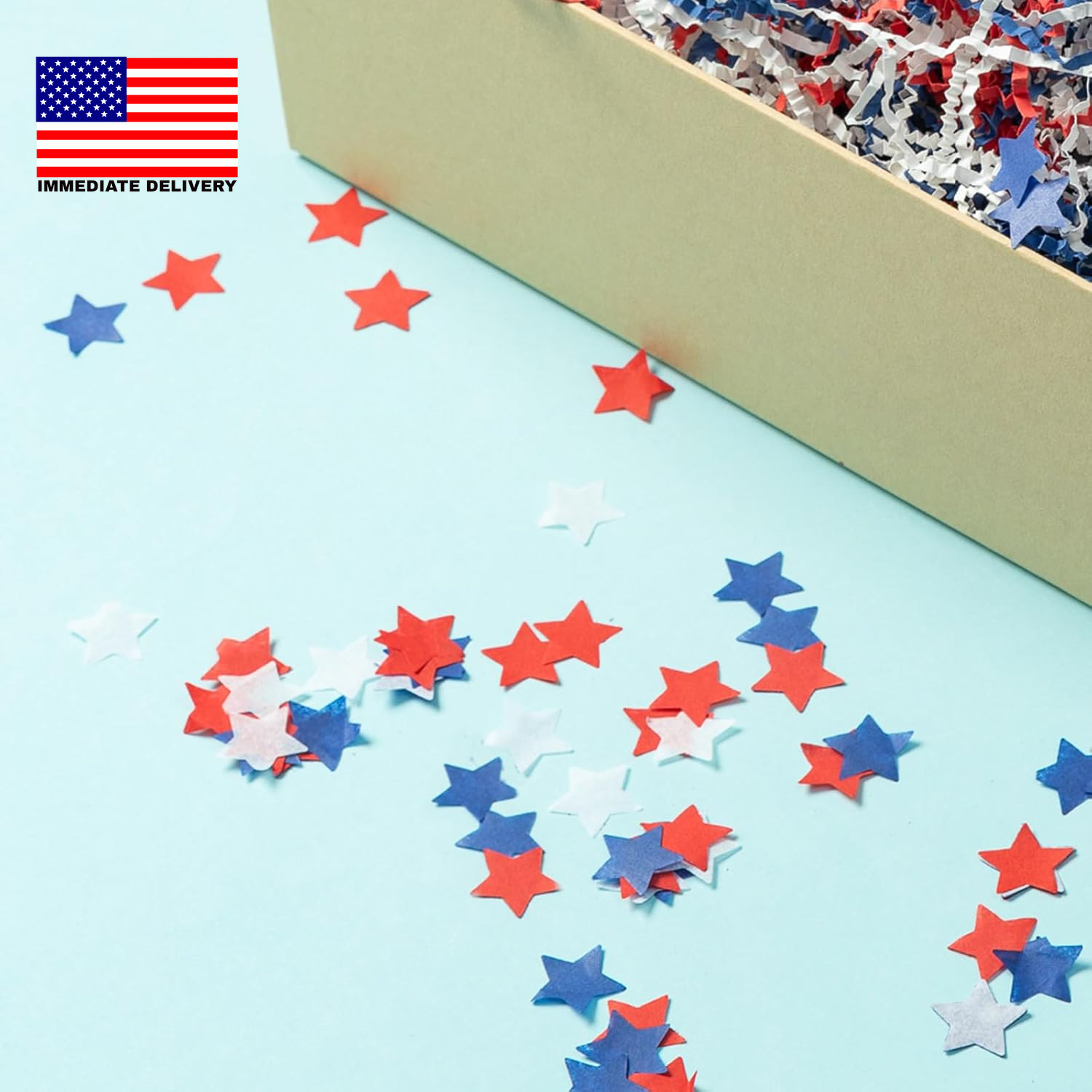 8000Pcs Patriotic Star Confetti Decoration, 4Th of July Blue Red White Paper Sta