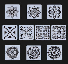 10pc Stencil Template Set- 4"x4" S51 Floral Flower Designs