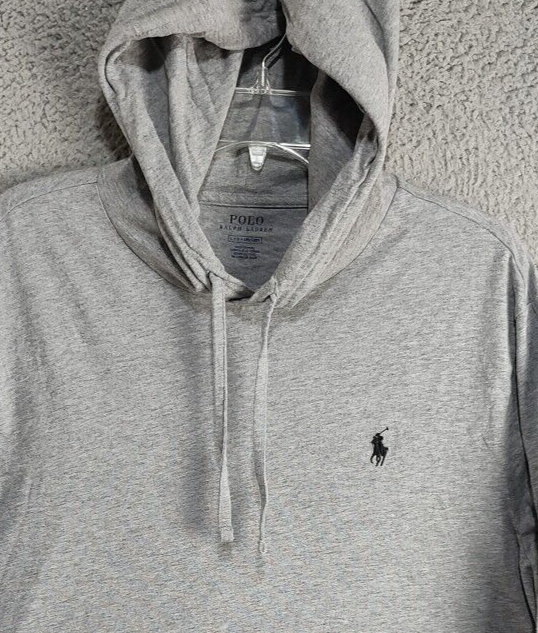 Felpa con cappuccio POLO Ralph Lauren adulto grande grigio bordato logo pony manica lunga uomo