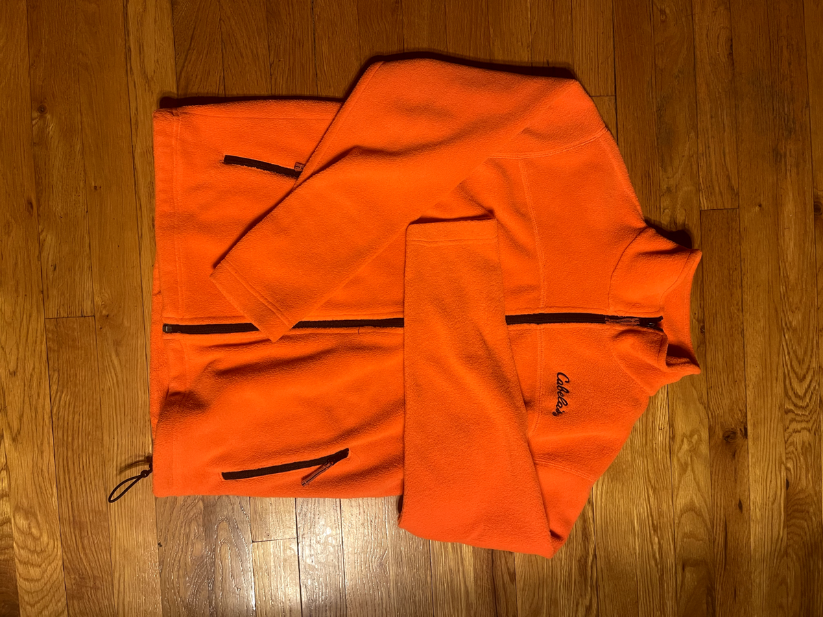 Cabela's Blaze Orange Jacket Ultra Soft Fleece Lightweight Hunting