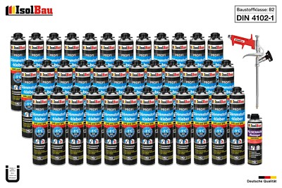 Dämmstoffkleber EPS XPS Klebeschaum 36 x 750ml + 1 x PU-Reiniger + Schaumpistole