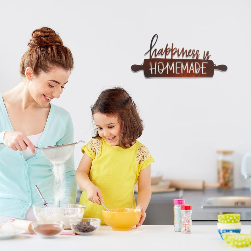 Kitchen Wall Art Decor Happiness Is Homemade Metal Sign Rustic