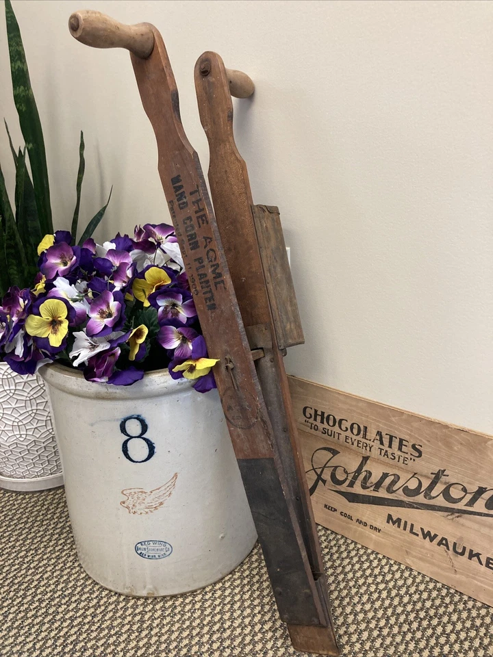 Antique Acme Hand Corn Seed Planter Seeder Wooden Farm Tool Patent Sept 11 1900 - Image 2 of 4