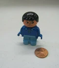 Vintage Lego Duplo Toddler Boy Son Blue Outfit Figure Rare W/ Black Hair