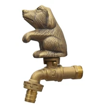 Brass Garden Tap Faucet Dog Vintage Water Home Decor Spigot Living Outdoor