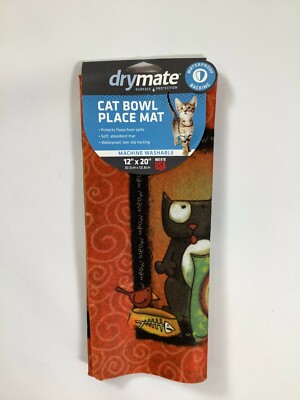Drymate Orange Hungry Kitty Cat Bowl Place Mat 12'' x 20'' NEW!