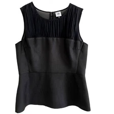Cabi Black Pleated Sleeveless Top Classic Neutral Preppy  8 / Medium A37