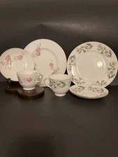 Crown Staffordshire Bone China luncheon set of 3 (2 Sets) Pear Blossom/Rose Bud