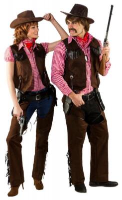 Cowboy Damen Herren Cowgirl Trapper Chaps Kostüm Mantel Jacke Weste Hemd Kleid