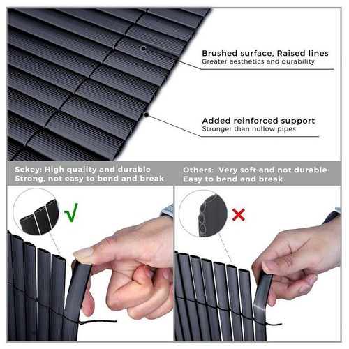PVC Sichtschutz Sichtschutzmatte Sichtschutzzaun 90x400cm Anthrazit Balkon Zaun - Bild 5 von 6