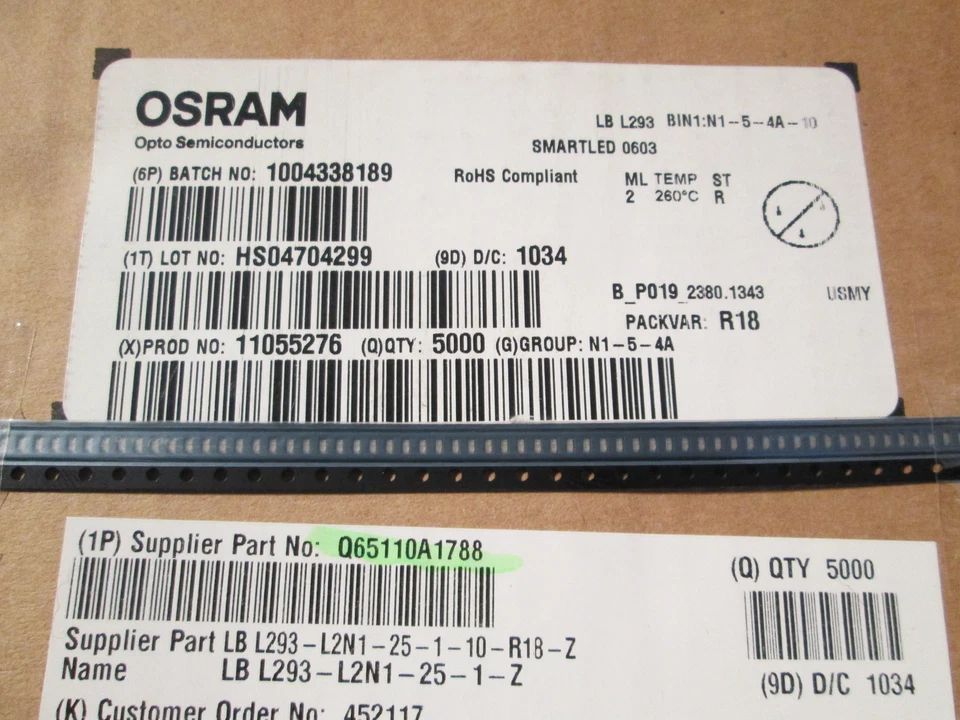 Blue, Blaue LED, 10mA, 3V, 0603, OSRAM, LBL293, LB L293, 100 Stück - Image 4 of 4