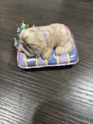 Hamilton Collection Pretty In Purple Shih Tzu Love Never Forgets figurine..