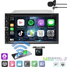 REAR Camera 7'' Double Din Car Stereo Radio CD DVD Player Bluetooth CarPlay GPS