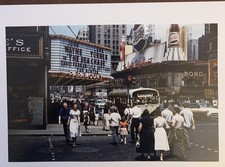 1955 Paramount Theatre Times Square Bus New York City NYC Color Photo