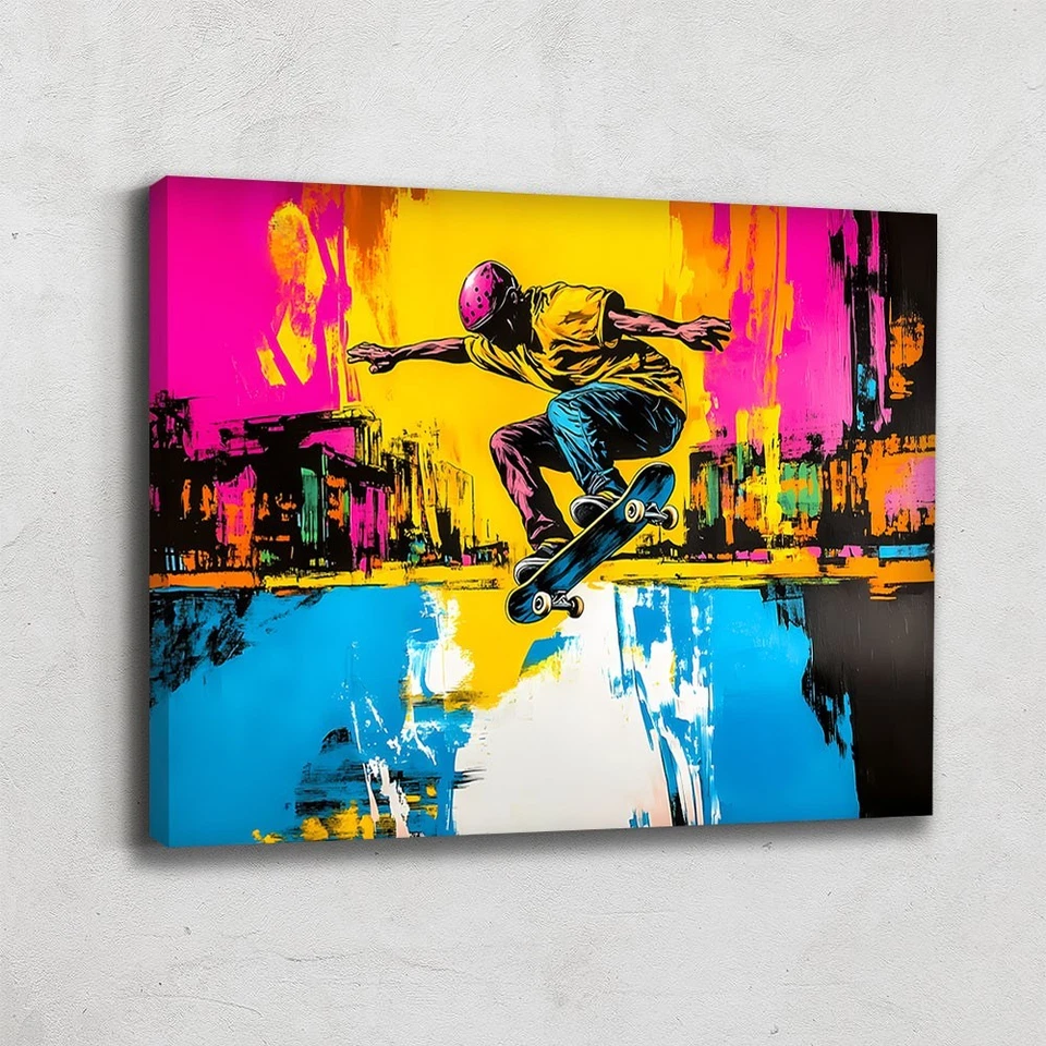 Arte de pared de skateboard arte callejero lienzo enmarcado graffiti urbano arte de pared Foto 2 de 4