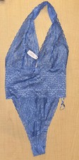 Y2K Victoria's Secret Powder Blue Lace Charlotte Halter Teddy Lingerie NWT Sz M