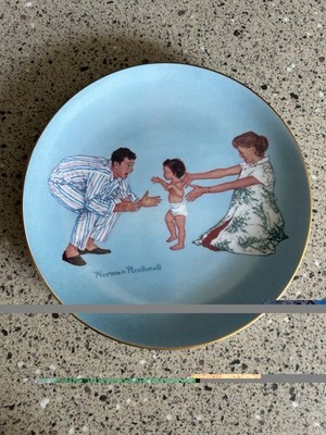 Norman Rockwell American Family Series Collector Plate Baby's First Steps 1977